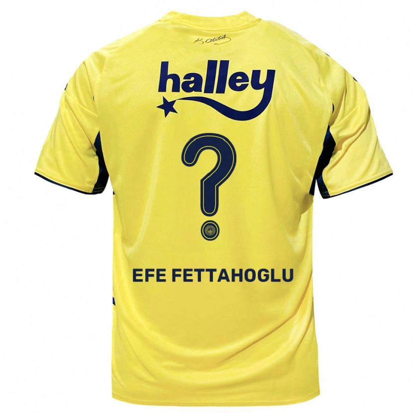 Danxen Kinderen Adnan Efe Fettahoğlu #0 Geel Donkerblauw Uitshirt Uittenue 2025/26 T-Shirt België