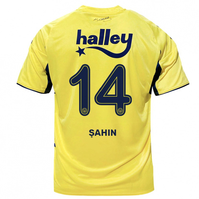 Danxen Kinderen Uğur Şahin #14 Geel Donkerblauw Uitshirt Uittenue 2025/26 T-Shirt België