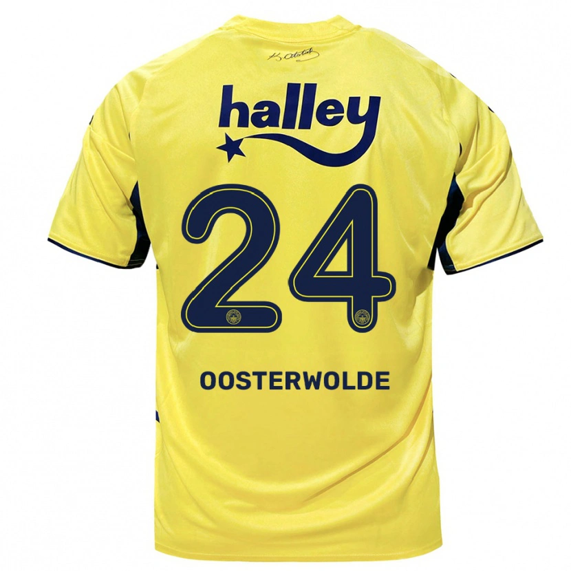 Danxen Kinderen Jayden Oosterwolde #24 Geel Donkerblauw Uitshirt Uittenue 2025/26 T-Shirt België