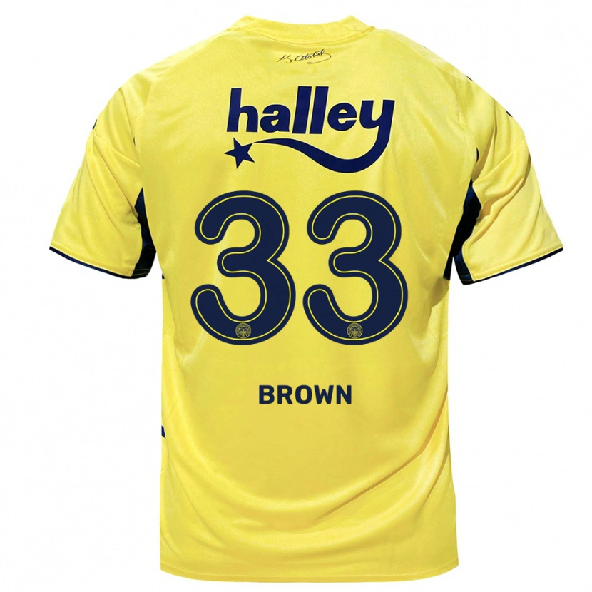 Danxen Kinderen Archie Brown #33 Geel Donkerblauw Uitshirt Uittenue 2025/26 T-Shirt België