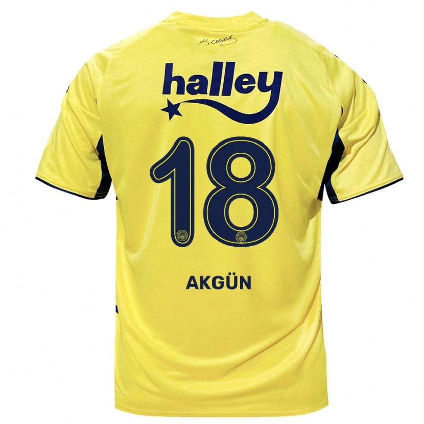 Danxen Kinderen Arda Akgün #18 Geel Donkerblauw Uitshirt Uittenue 2025/26 T-Shirt België