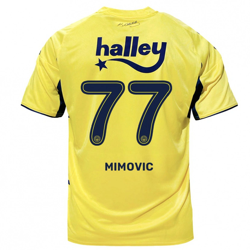 Danxen Kinderen Ognjen Mimovic #77 Geel Donkerblauw Uitshirt Uittenue 2025/26 T-Shirt België