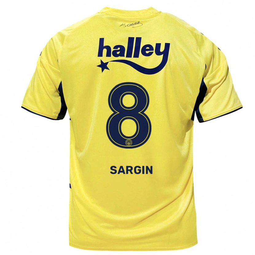 Danxen Kinderen Samet Sargın #8 Geel Donkerblauw Uitshirt Uittenue 2025/26 T-Shirt België