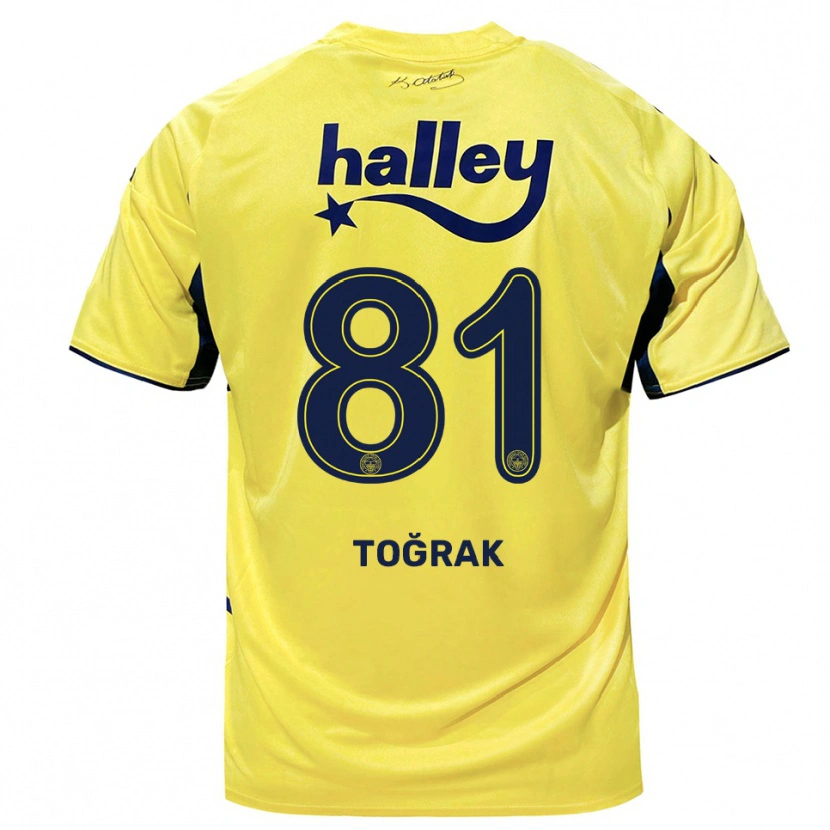 Danxen Kinderen Şükür Toğrak #81 Geel Donkerblauw Uitshirt Uittenue 2025/26 T-Shirt België