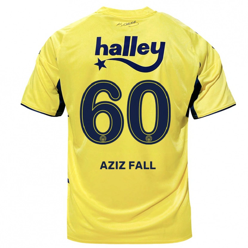 Danxen Kinderen Abdou Aziz Fall #60 Geel Donkerblauw Uitshirt Uittenue 2025/26 T-Shirt België