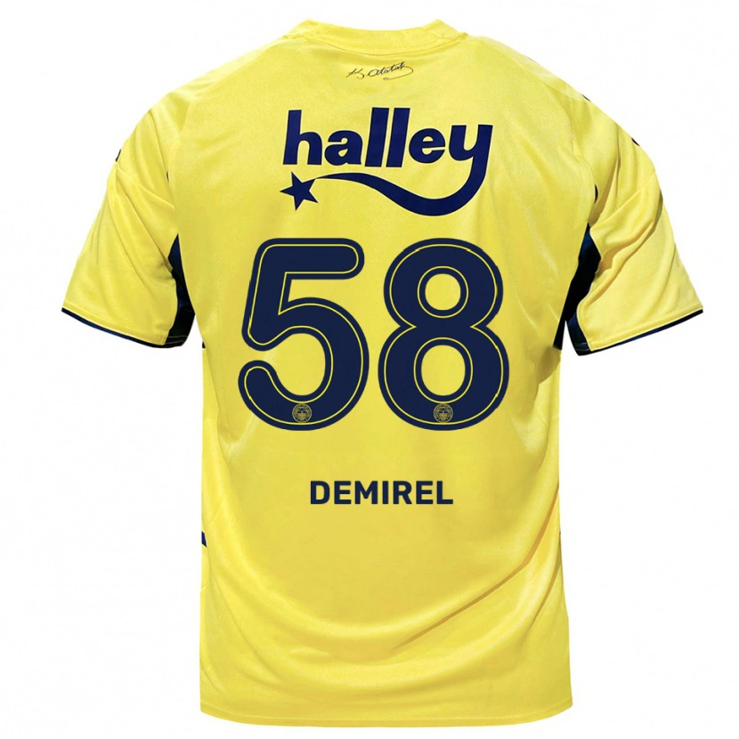Danxen Kinderen Görkem Demirel #58 Geel Donkerblauw Uitshirt Uittenue 2025/26 T-Shirt België
