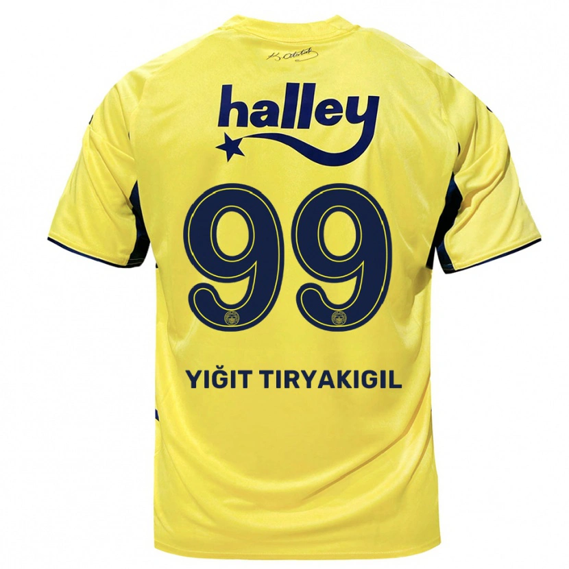 Danxen Kinderen Ömer Yiğit Tiryakigil #99 Geel Donkerblauw Uitshirt Uittenue 2025/26 T-Shirt België