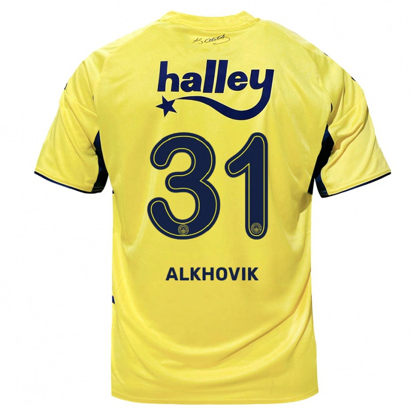Danxen Kinderen Karyna Alkhovik #31 Geel Donkerblauw Uitshirt Uittenue 2025/26 T-Shirt België
