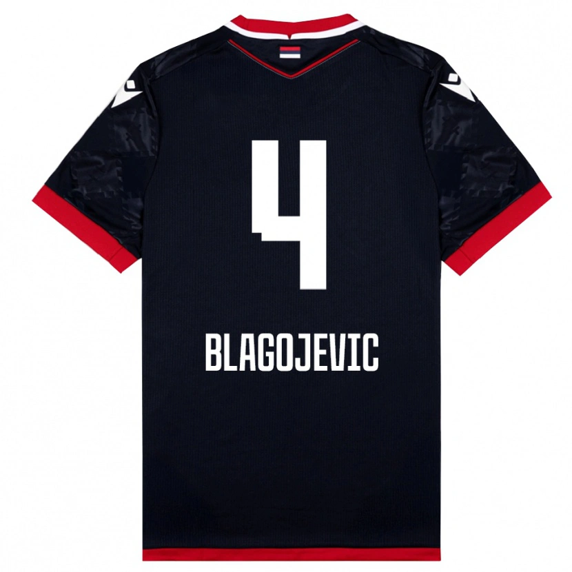 Danxen Kinderen Niksa Blagojevic #4 Zwart Rood Uitshirt Uittenue 2025/26 T-Shirt België