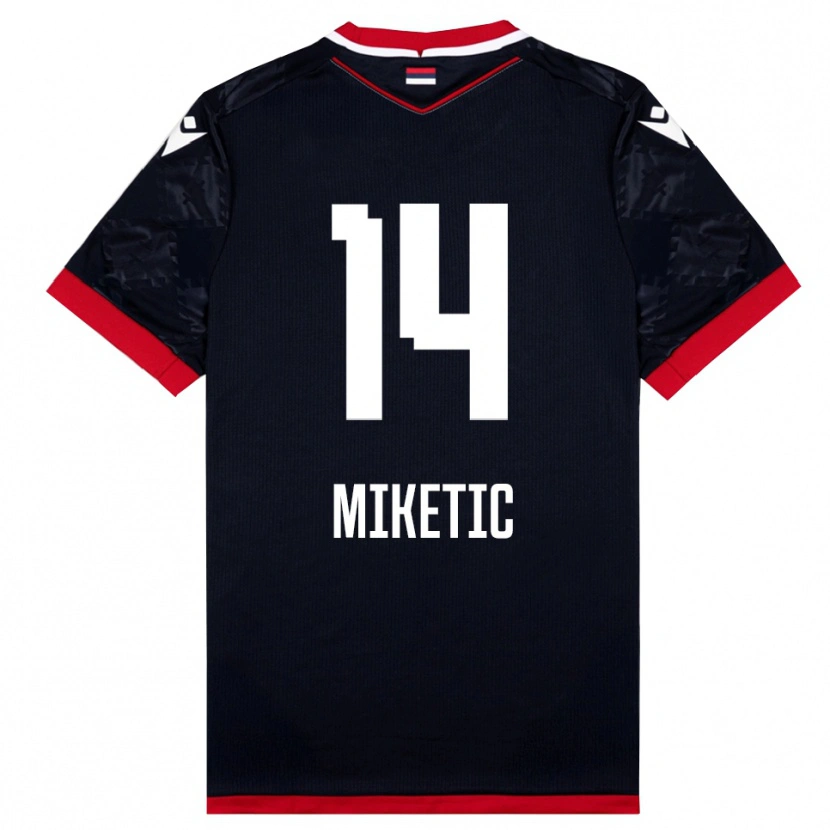 Danxen Kinderen Aleksandar Miketic #14 Zwart Rood Uitshirt Uittenue 2025/26 T-Shirt België