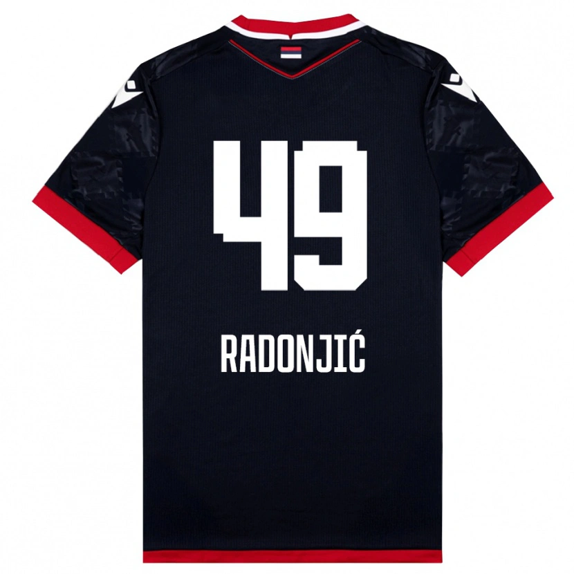 Danxen Kinderen Nemanja Radonjić #49 Zwart Rood Uitshirt Uittenue 2025/26 T-Shirt België