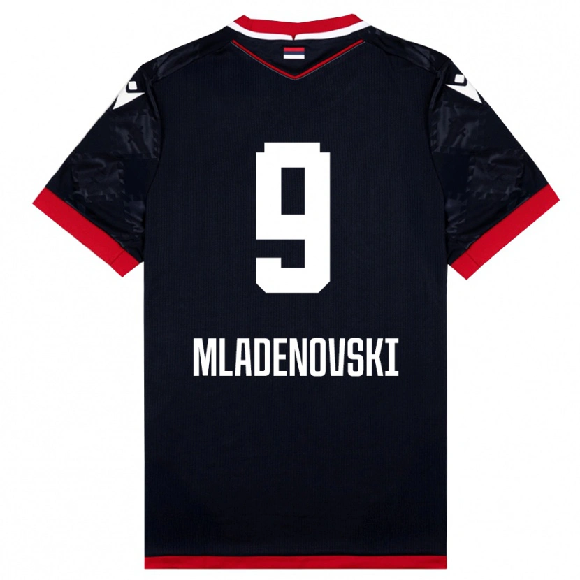 Danxen Kinderen Stefan Mladenovski #9 Zwart Rood Uitshirt Uittenue 2025/26 T-Shirt België
