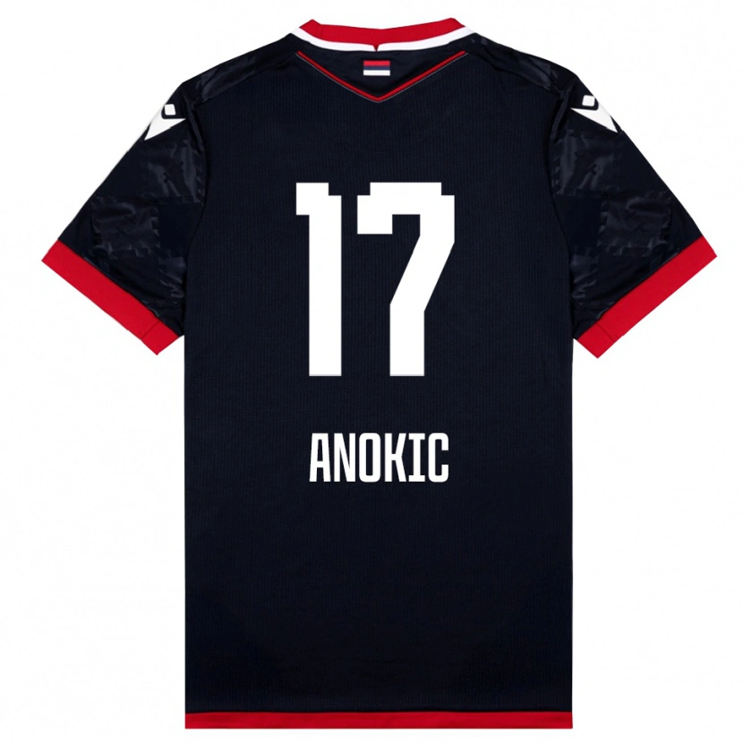 Danxen Kinderen Dragan Anokic #17 Zwart Rood Uitshirt Uittenue 2025/26 T-Shirt België