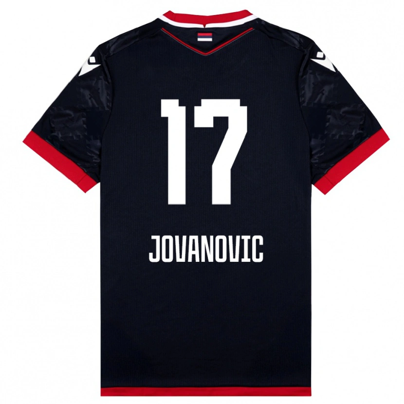 Danxen Kinderen Dusan Jovanovic #17 Zwart Rood Uitshirt Uittenue 2025/26 T-Shirt België