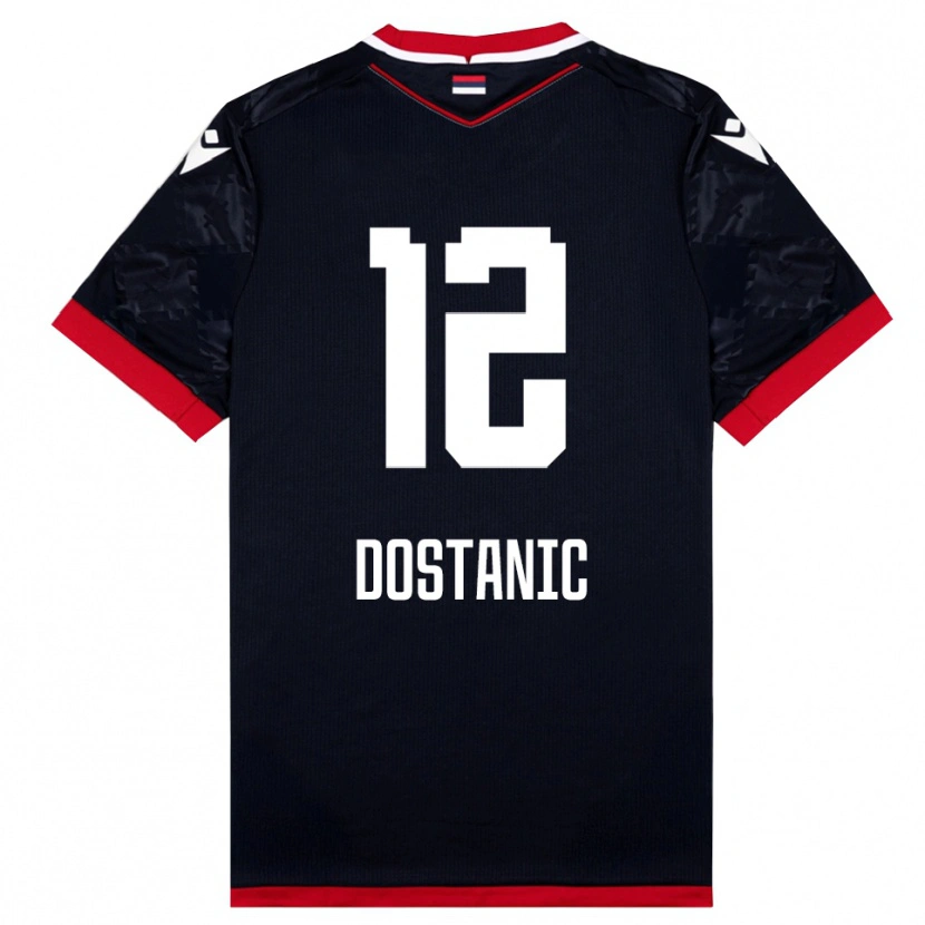 Danxen Kinderen Filip Dostanic #12 Zwart Rood Uitshirt Uittenue 2025/26 T-Shirt België