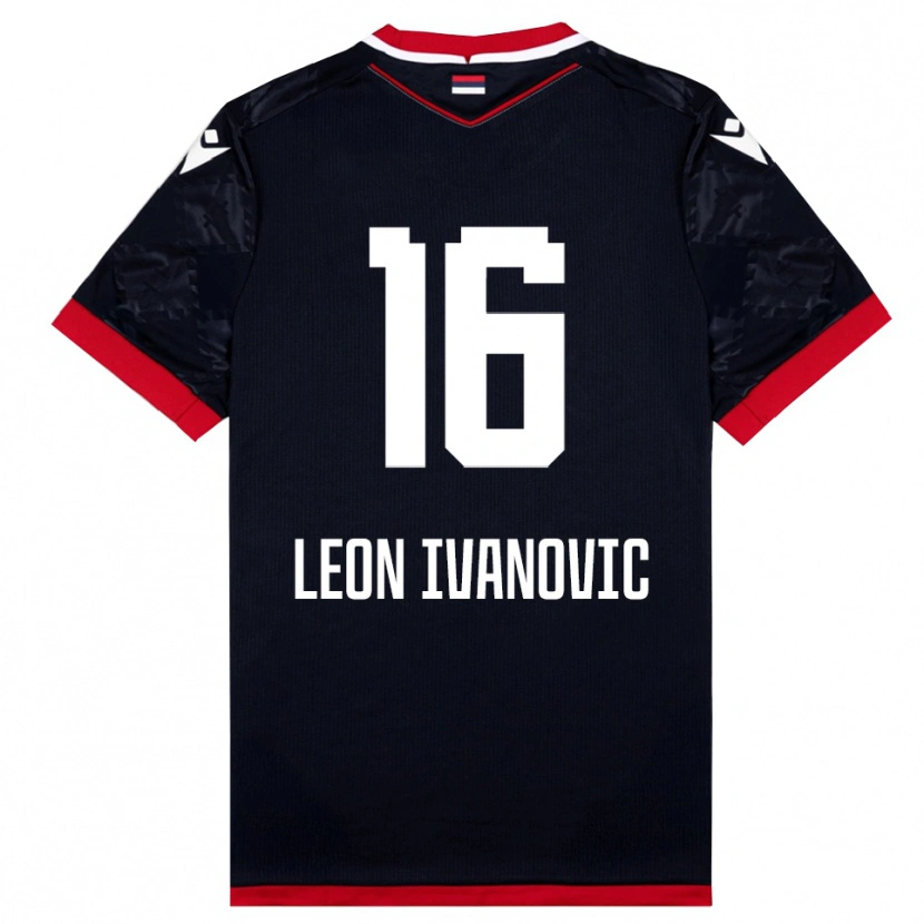 Danxen Kinderen Leon Ivanovic #16 Zwart Rood Uitshirt Uittenue 2025/26 T-Shirt België