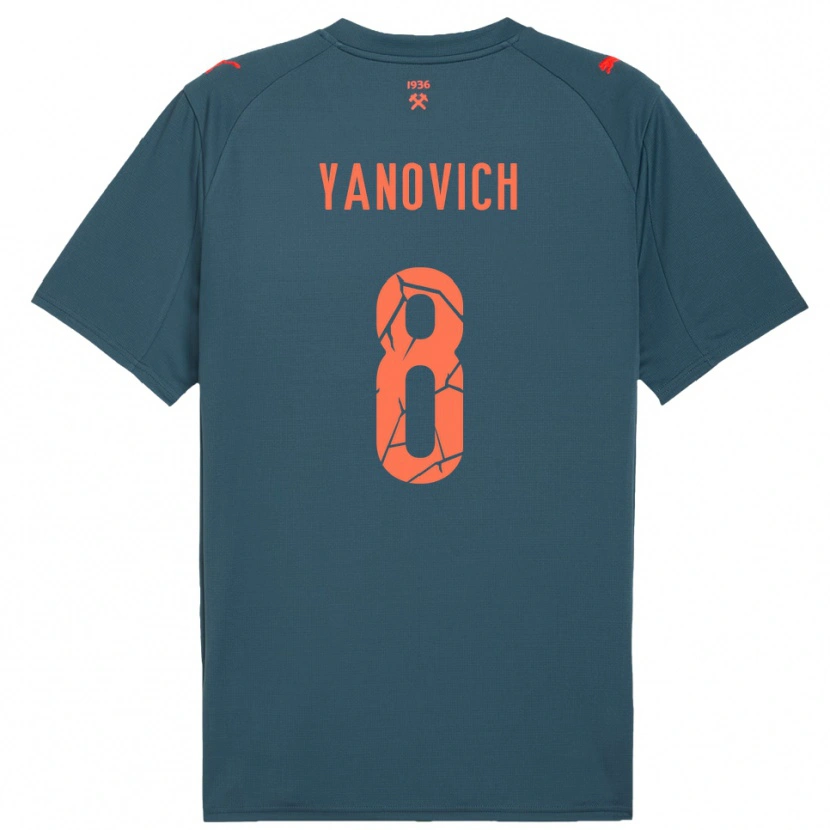 Danxen Kinderen Yevgen Yanovich #8 Donkerblauw Rood Uitshirt Uittenue 2025/26 T-Shirt België