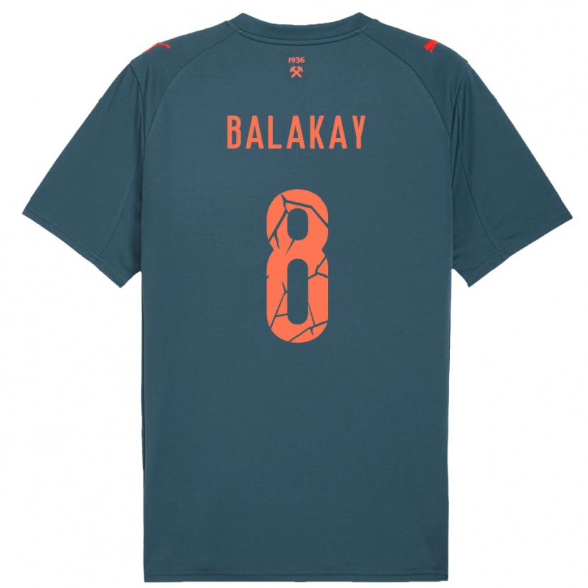 Danxen Kinderen Oleksandr Balakay #8 Donkerblauw Rood Uitshirt Uittenue 2025/26 T-Shirt België
