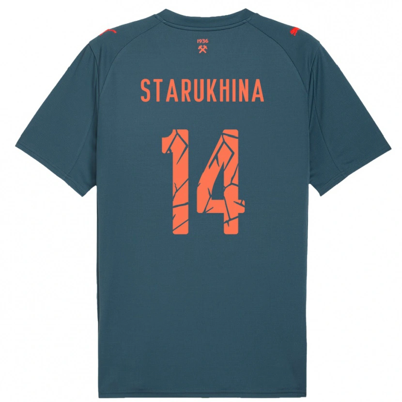 Danxen Kinderen Alina Starukhina #14 Donkerblauw Rood Uitshirt Uittenue 2025/26 T-Shirt België