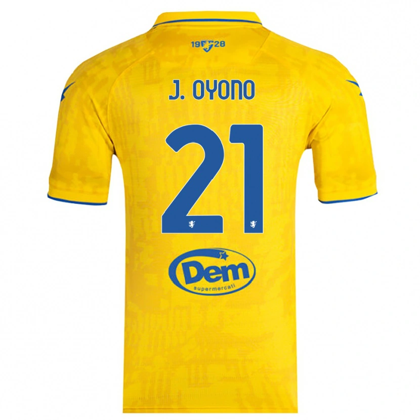 Danxen Heren Jérémy Oyono #21 Geel Blauw Thuisshirt Thuistenue 2025/26 T-Shirt België