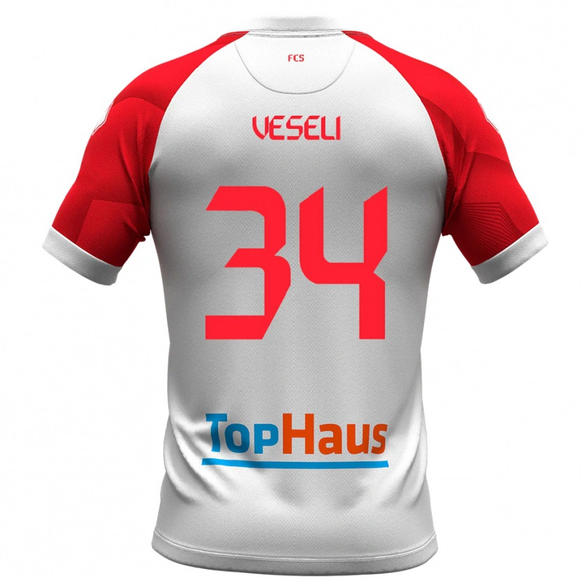 Danxen Heren Frédéric Veseli #34 Wit Rood Thuisshirt Thuistenue 2025/26 T-Shirt België