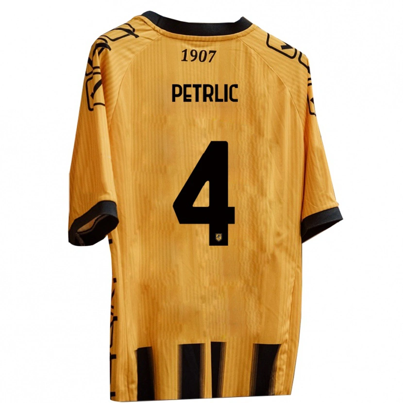 Danxen Heren Vincenzo Petrlic #4 Geel Zwart Thuisshirt Thuistenue 2025/26 T-Shirt België