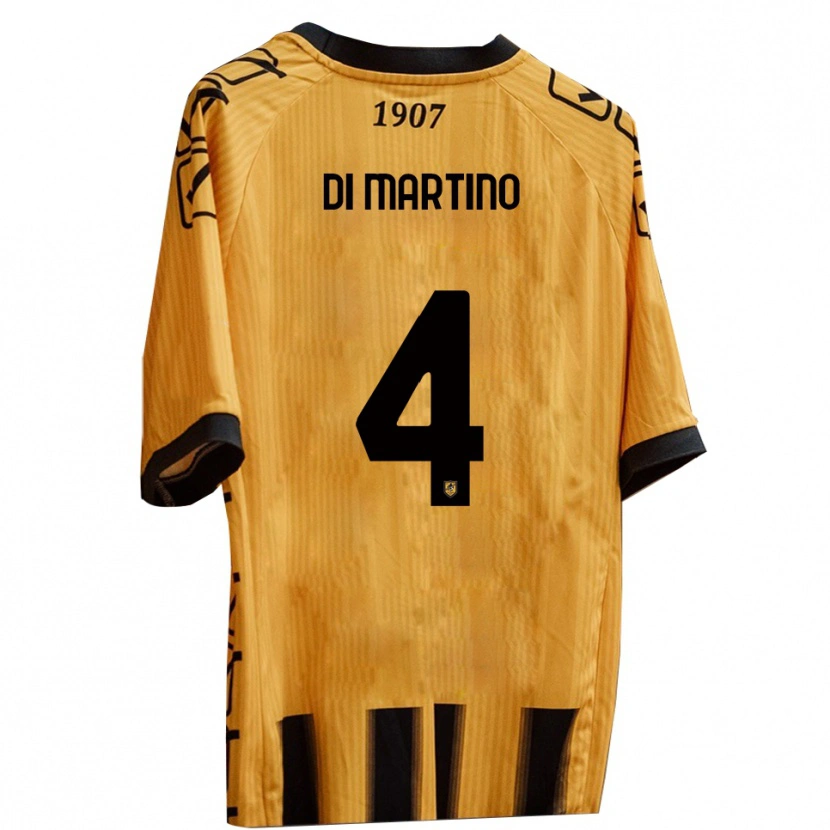 Danxen Heren Mattia Di Martino #4 Geel Zwart Thuisshirt Thuistenue 2025/26 T-Shirt België