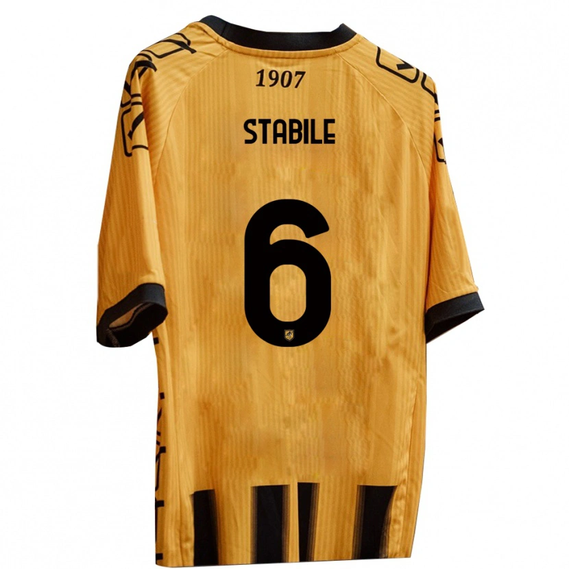 Danxen Heren Giacomo Stabile #6 Geel Zwart Thuisshirt Thuistenue 2025/26 T-Shirt België