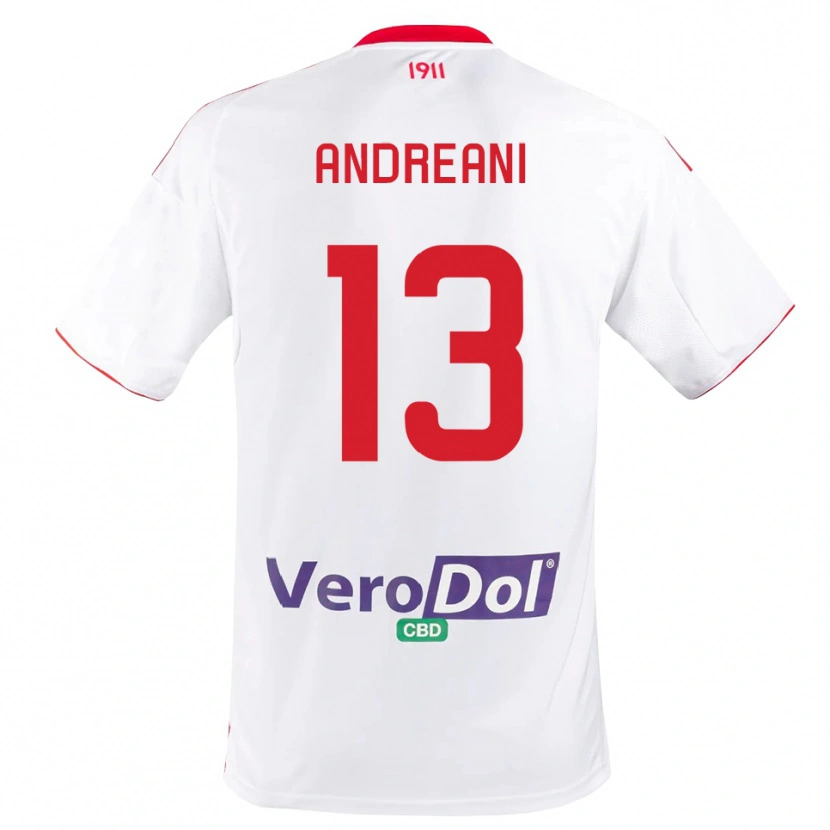 Danxen Heren Pietro Andreani #13 Wit Rood Thuisshirt Thuistenue 2025/26 T-Shirt België