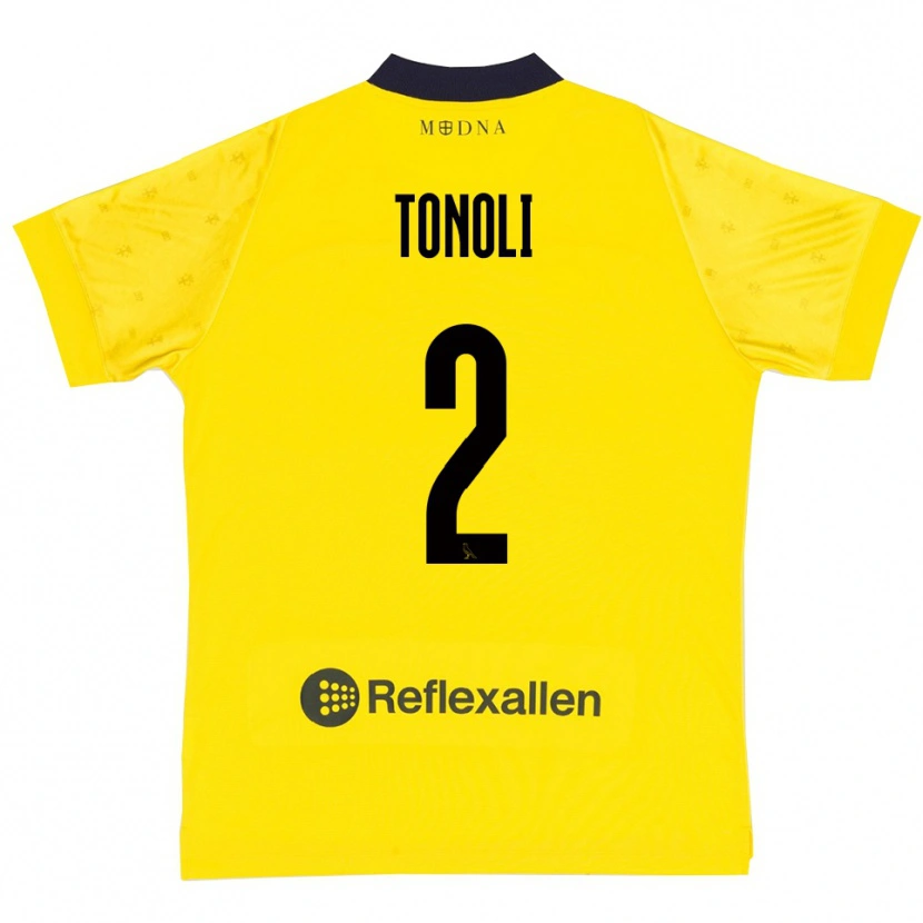 Danxen Heren Daniel Tonoli #2 Geel Donkerblauw Thuisshirt Thuistenue 2025/26 T-Shirt België
