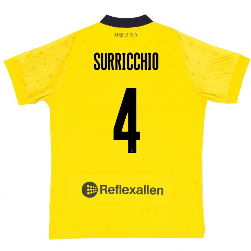 Danxen Heren Jacopo Surricchio #4 Geel Donkerblauw Thuisshirt Thuistenue 2025/26 T-Shirt België