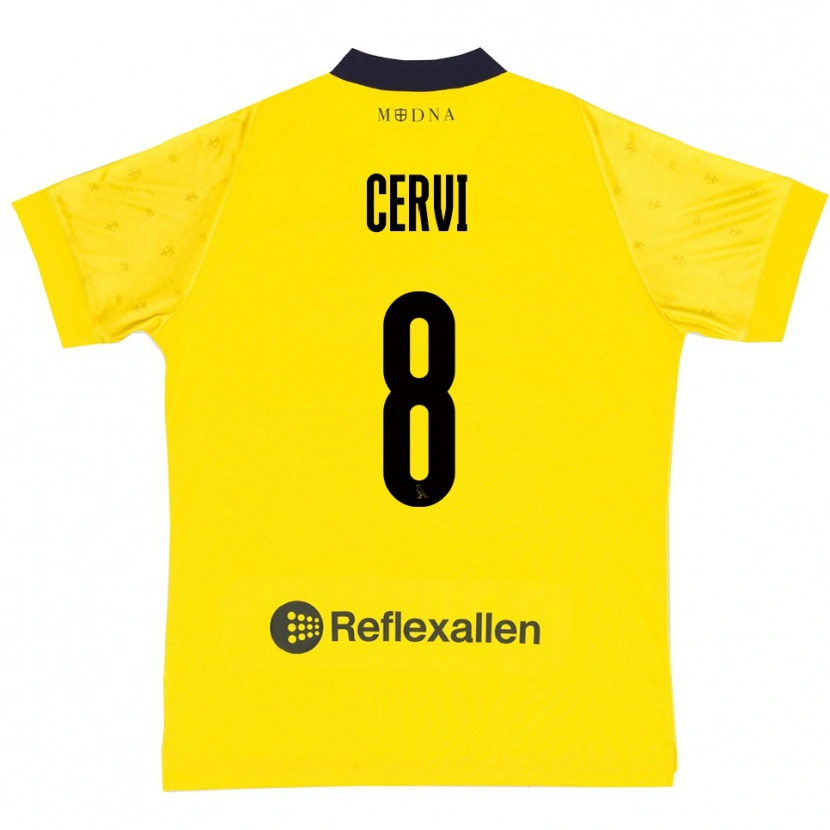 Danxen Heren Tommaso Cervi #8 Geel Donkerblauw Thuisshirt Thuistenue 2025/26 T-Shirt België