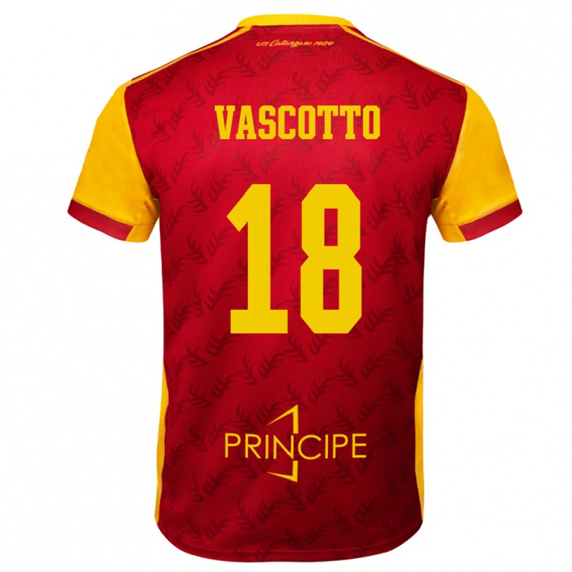 Danxen Heren Edoardo Vascotto #18 Geel Rood Thuisshirt Thuistenue 2025/26 T-Shirt België