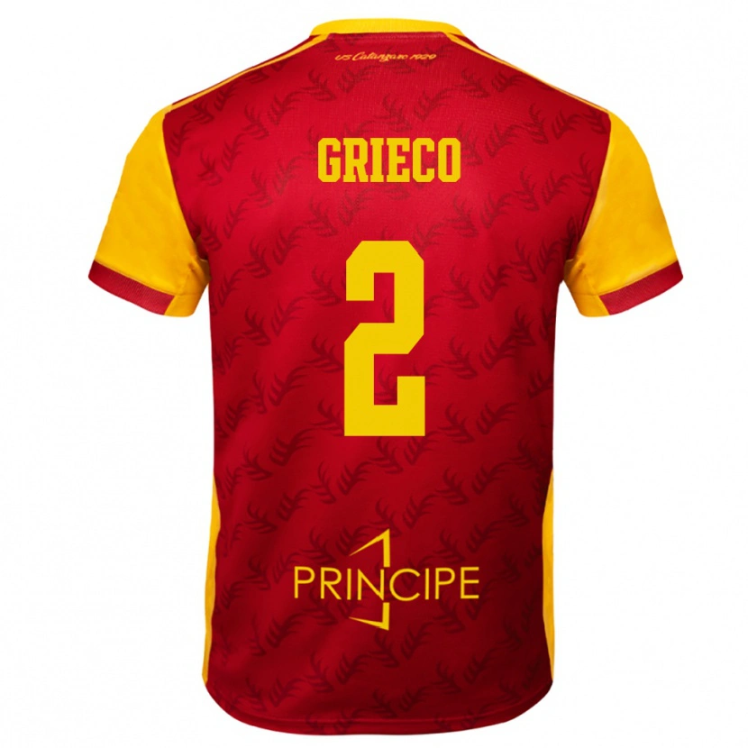 Danxen Heren Salvatore Grieco #2 Geel Rood Thuisshirt Thuistenue 2025/26 T-Shirt België
