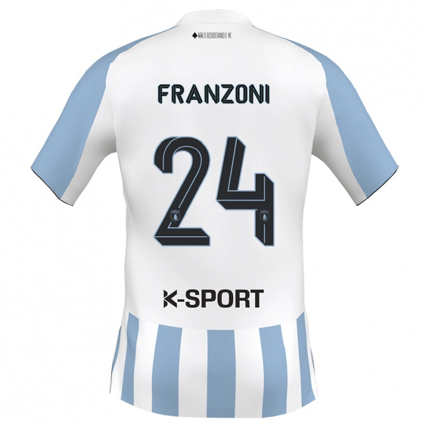 Danxen Heren Andrea Franzoni #24 Wit Hemelsblauw Thuisshirt Thuistenue 2025/26 T-Shirt België
