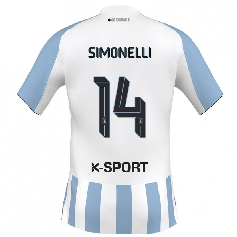 Danxen Heren Alessandro Simonelli #14 Wit Hemelsblauw Thuisshirt Thuistenue 2025/26 T-Shirt België