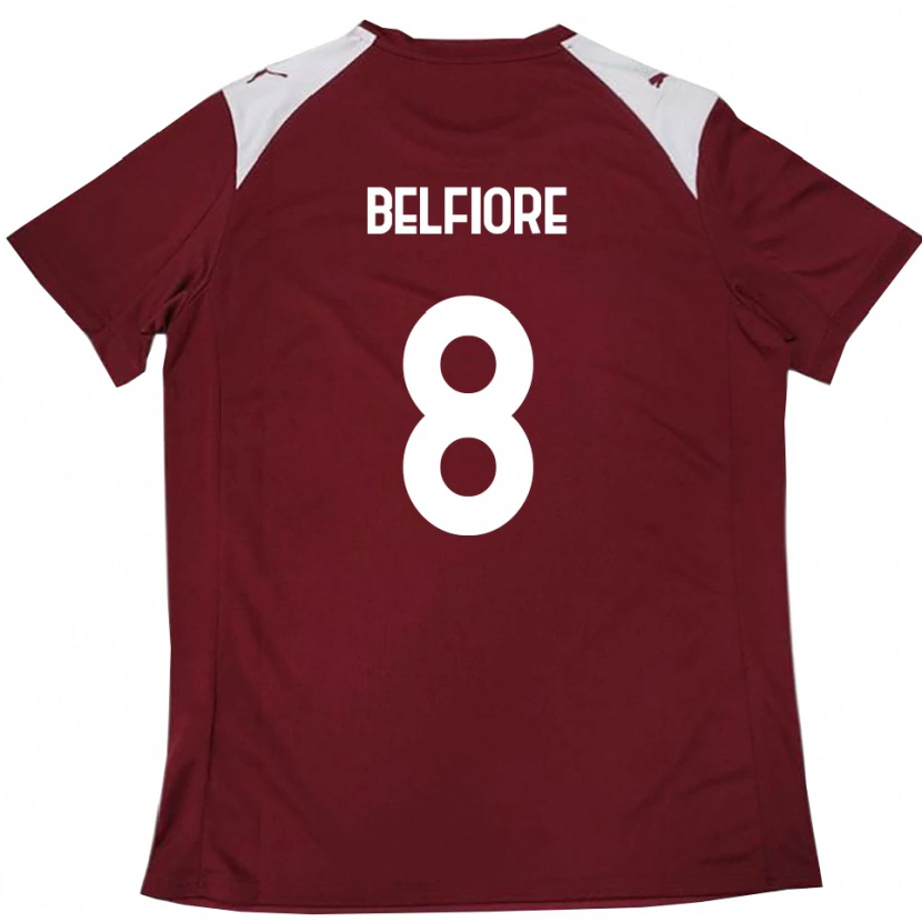 Danxen Heren Edoardo Belfiore #8 Bourgondië Wit Thuisshirt Thuistenue 2025/26 T-Shirt België