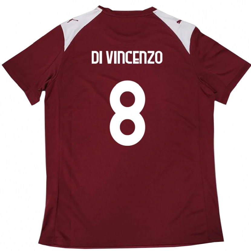 Danxen Heren Edoardo Di Vincenzo #8 Bourgondië Wit Thuisshirt Thuistenue 2025/26 T-Shirt België