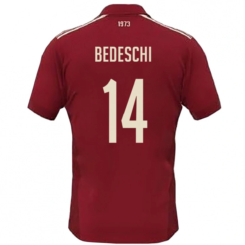 Danxen Heren Davide Bedeschi #14 Bourgondië Wit Thuisshirt Thuistenue 2025/26 T-Shirt België