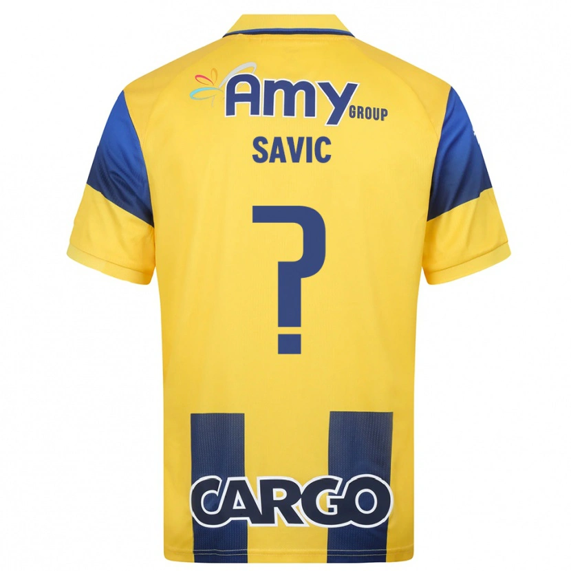 Danxen Heren Rom Savic #0 Geel Donkerblauw Thuisshirt Thuistenue 2025/26 T-Shirt België