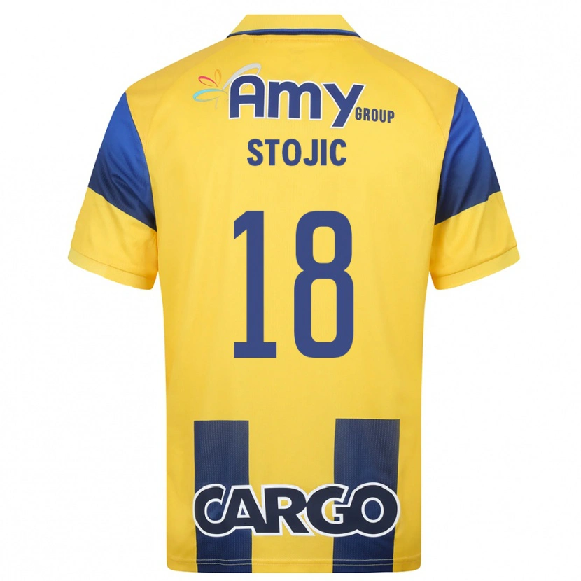 Danxen Heren Nemanja Stojic #18 Geel Donkerblauw Thuisshirt Thuistenue 2025/26 T-Shirt België