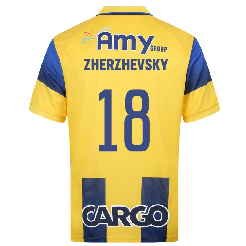 Danxen Heren Roy Zherzhevsky #18 Geel Donkerblauw Thuisshirt Thuistenue 2025/26 T-Shirt België