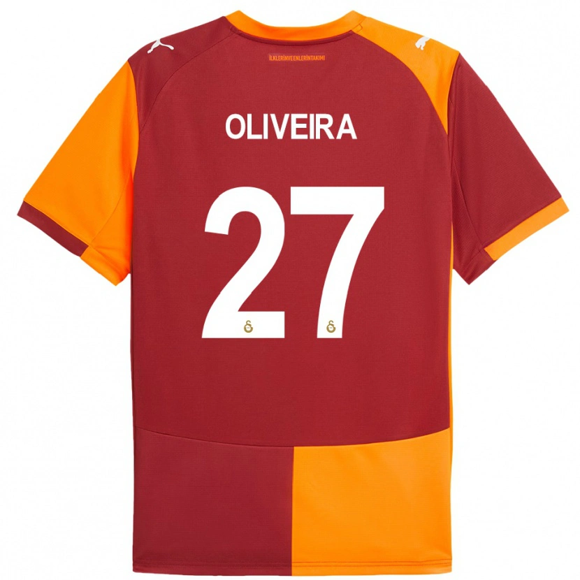 Danxen Heren Sergio Oliveira #27 Rood Oranje Thuisshirt Thuistenue 2025/26 T-Shirt België