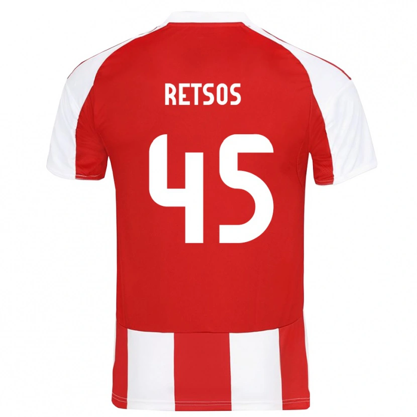 Danxen Heren Panagiotis Retsos #45 Rood Wit Thuisshirt Thuistenue 2025/26 T-Shirt België