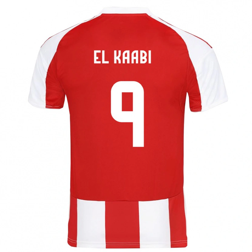 Danxen Heren Ayoub El Kaabi #9 Rood Wit Thuisshirt Thuistenue 2025/26 T-Shirt België