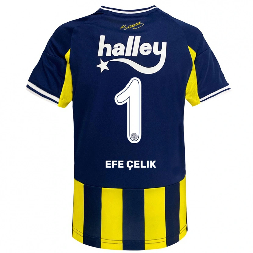 Danxen Heren Mehmet Efe Çelik #1 Geel Donkerblauw Wit Thuisshirt Thuistenue 2025/26 T-Shirt België