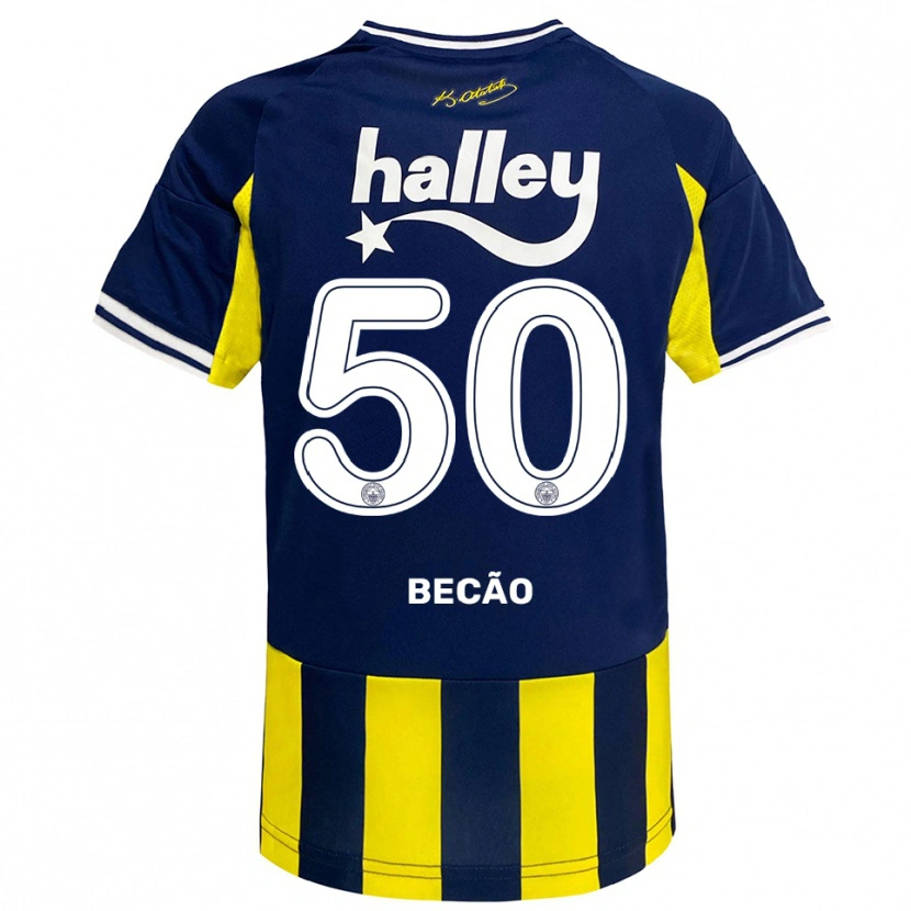 Danxen Heren Rodrigo Becão #50 Geel Donkerblauw Wit Thuisshirt Thuistenue 2025/26 T-Shirt België