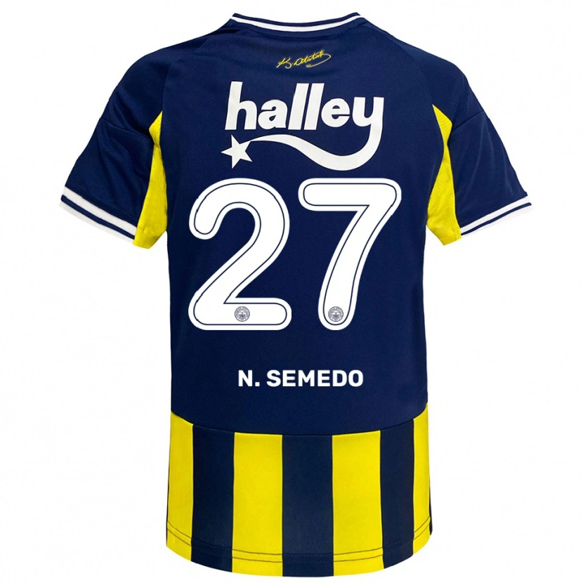 Danxen Heren Nélson Semedo #27 Geel Donkerblauw Wit Thuisshirt Thuistenue 2025/26 T-Shirt België