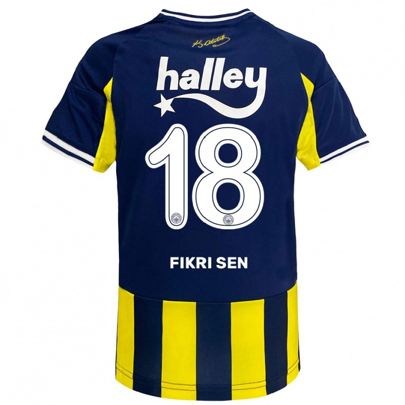Danxen Heren Yağız Fikri Şen #18 Geel Donkerblauw Wit Thuisshirt Thuistenue 2025/26 T-Shirt België