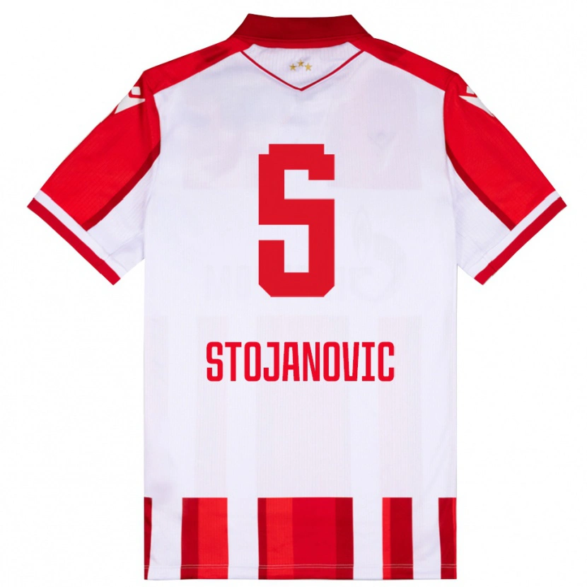 Danxen Heren Viktor Stojanovic #5 Rood Wit Thuisshirt Thuistenue 2025/26 T-Shirt België
